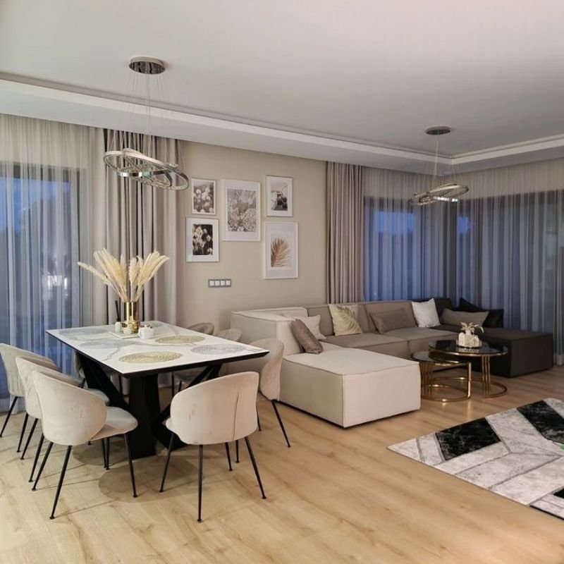 Renovated apartment living space Dubai