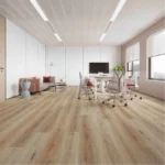 Textured surface gray laminate flooring samples.