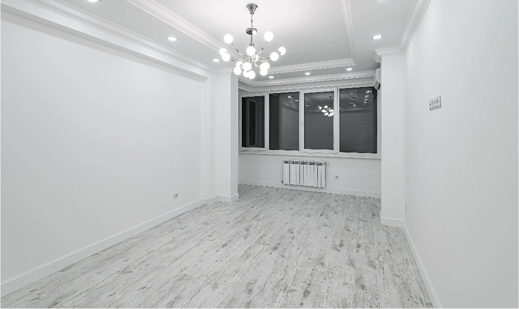 Modern living room with stylish new flooring