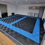 Epoxy resin garage floor.