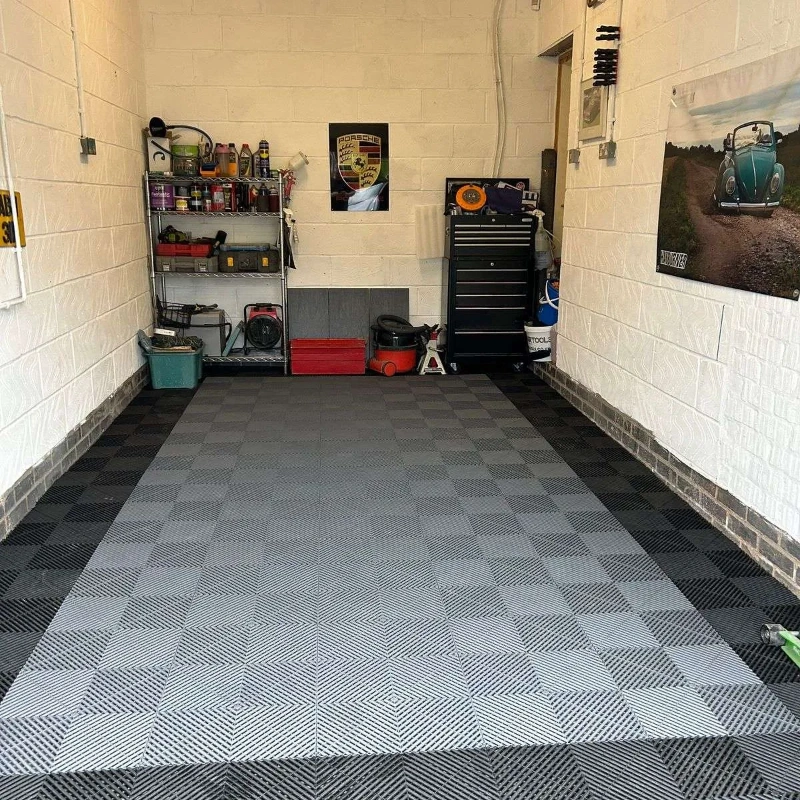 Recycled eco-friendly rubber flooring in Dubai garage
