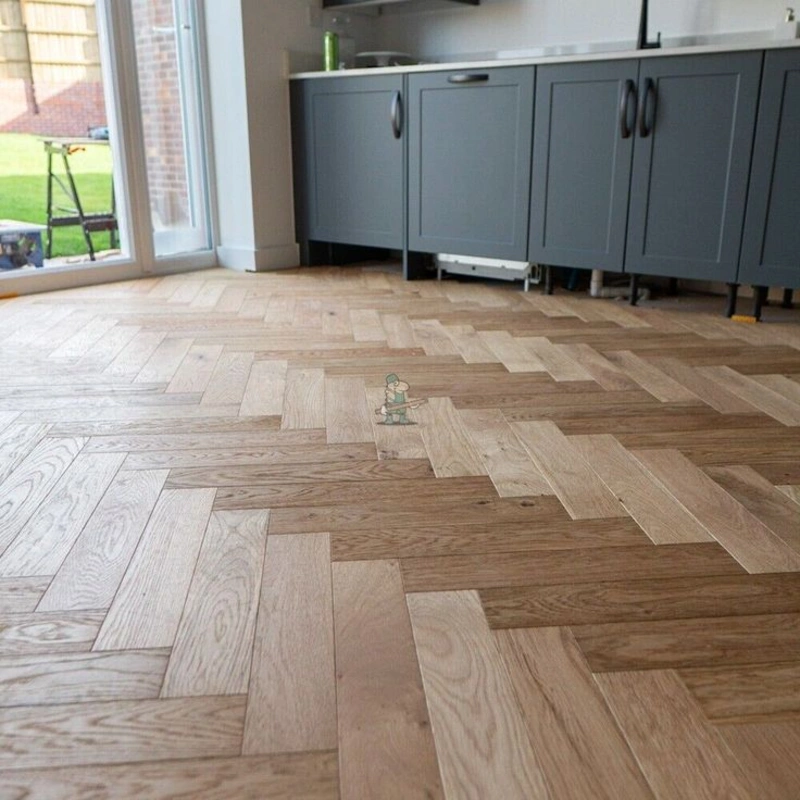 Engineered herringbone wood flooring in Dubai interior