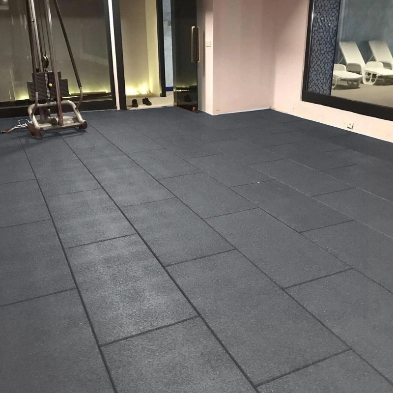 Durable rubber flooring installed in Dubai garage