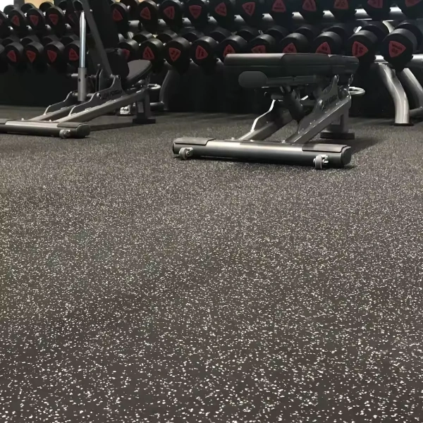 Durable gym flooring installed in Dubai fitness center