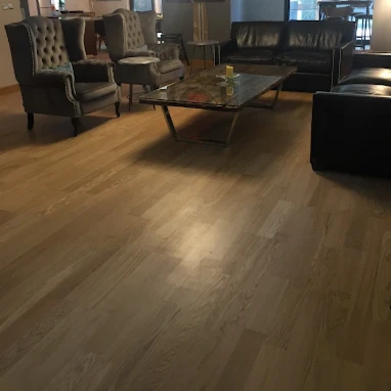 Hand-scraped wood flooring in Dubai villa interior