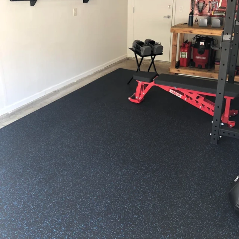 Heavy-duty rubber flooring in industrial Dubai garage