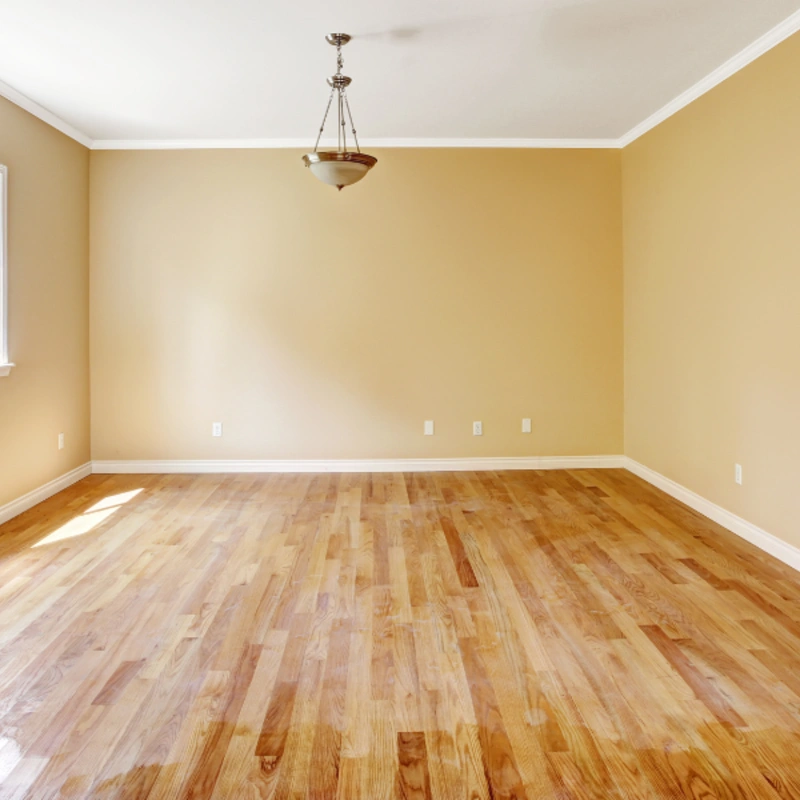 Light maple engineered flooring in bright home