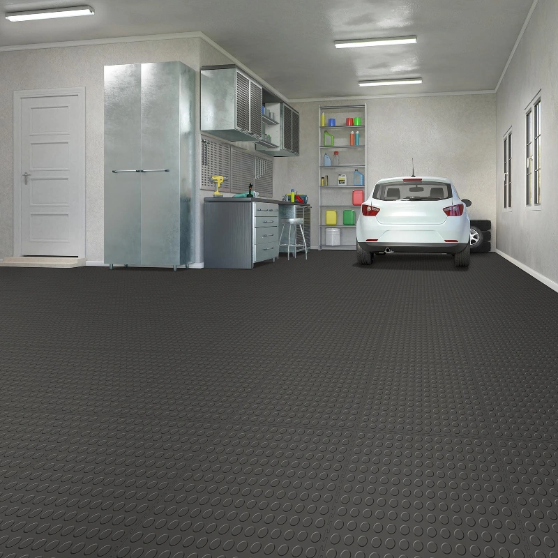 Non-slip rubber flooring in a Dubai garage space
