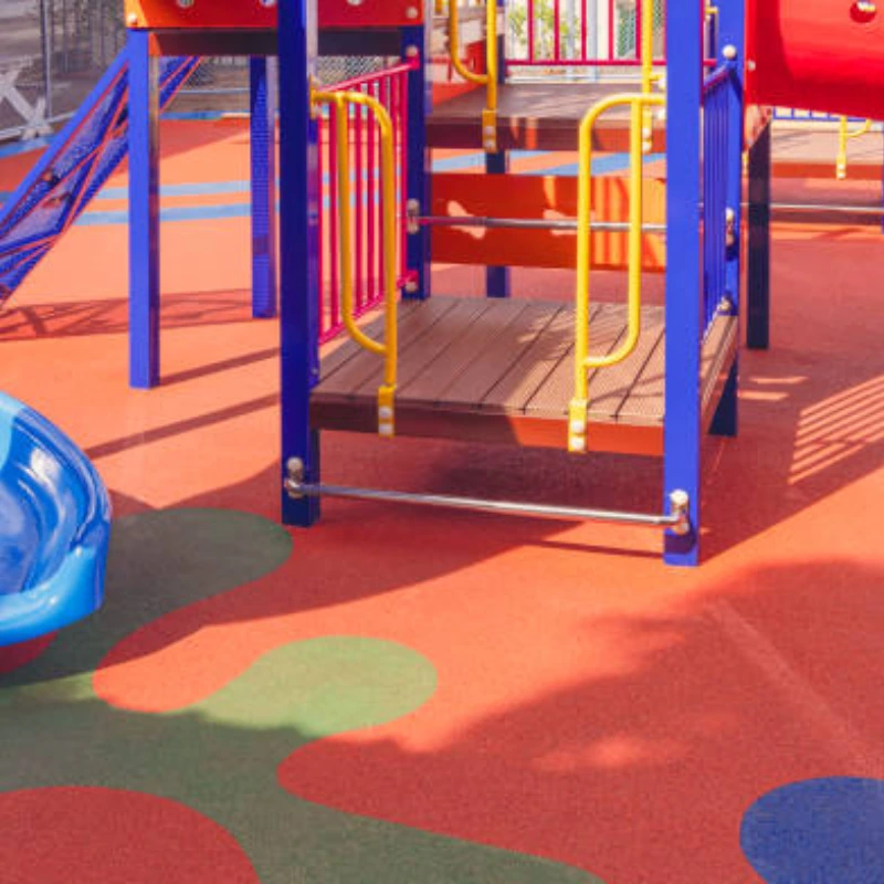 Red EPDM tiles for playground safety