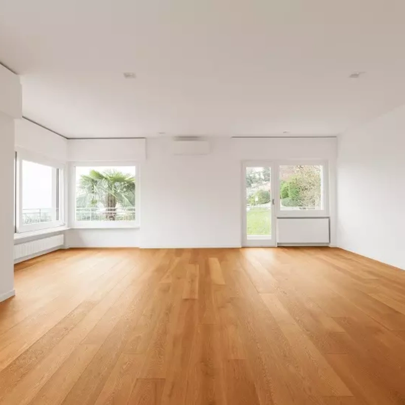 Rich walnut engineered wood in modern interior