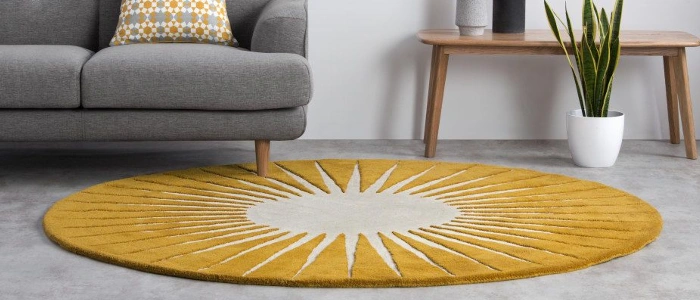 Natural wool round rug