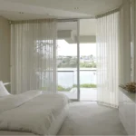 White sheer curtains minimal window décor
