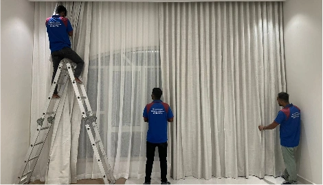 Soft wave curtains in a bright modern room