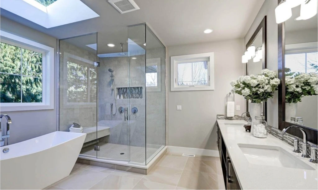 Modern shower glass partitions