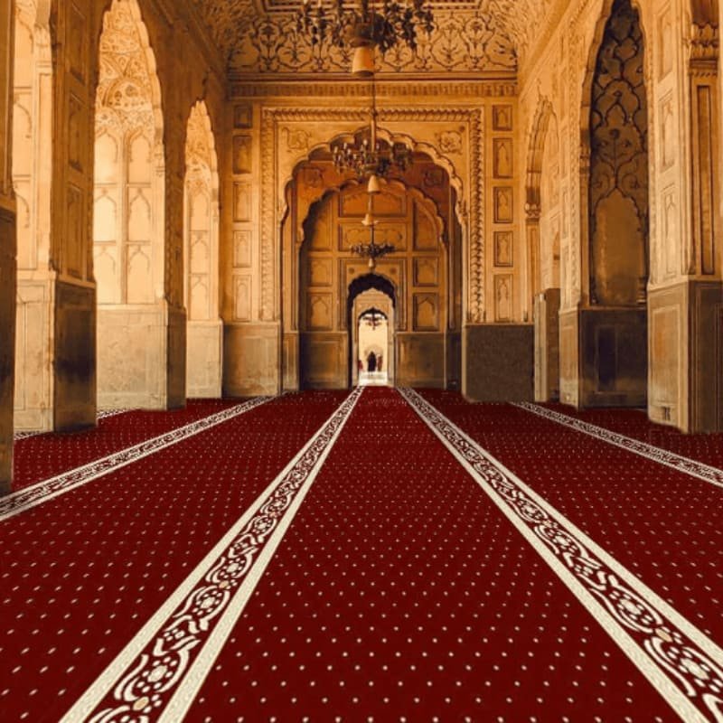 Maroon mosque prayer carpet