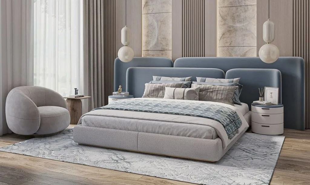 Custom headboard set placed in bedroom space
